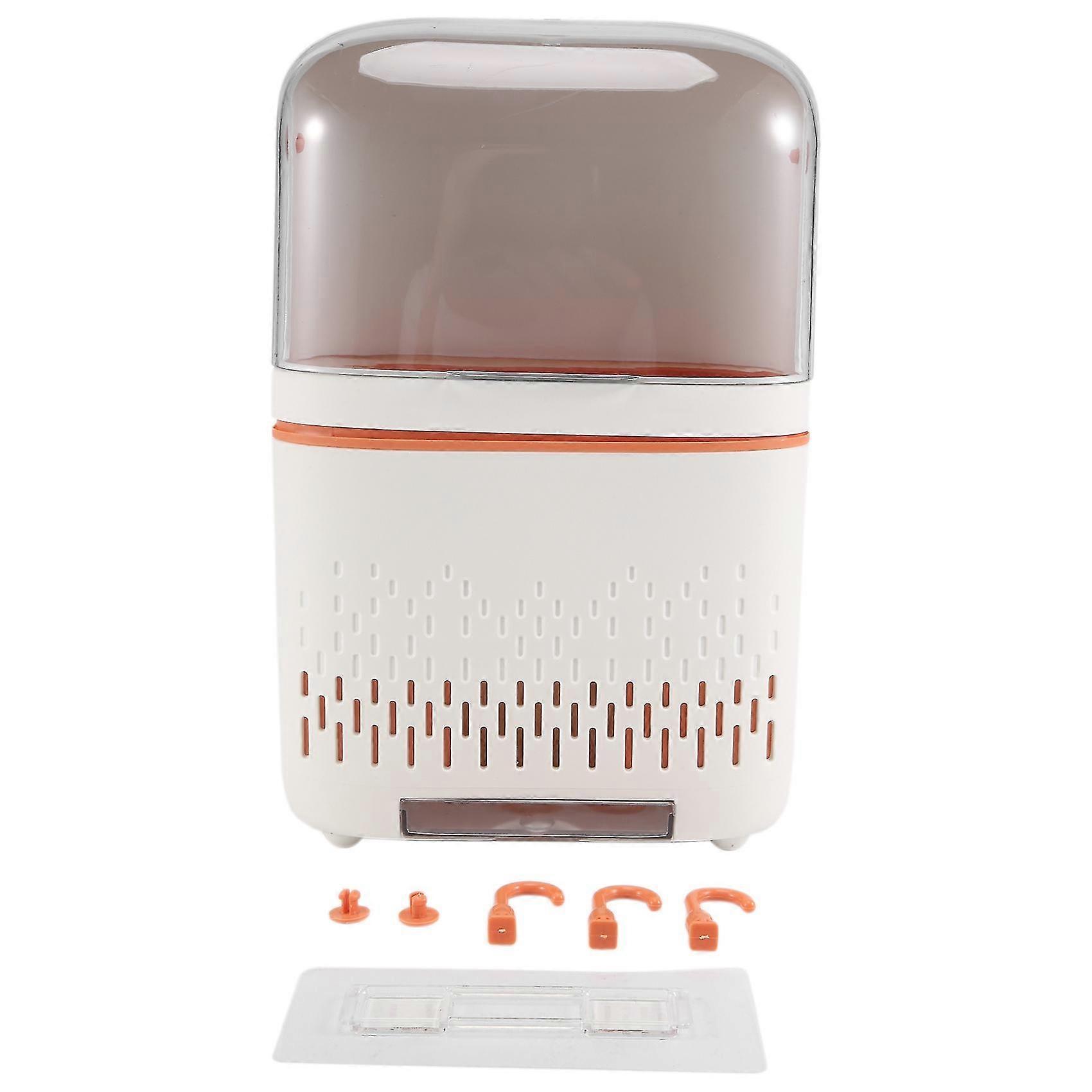 Multifunctional Dustproof Tableware Rack Knife Holder Spoon And Fork Rack Storage Box(white+orange)