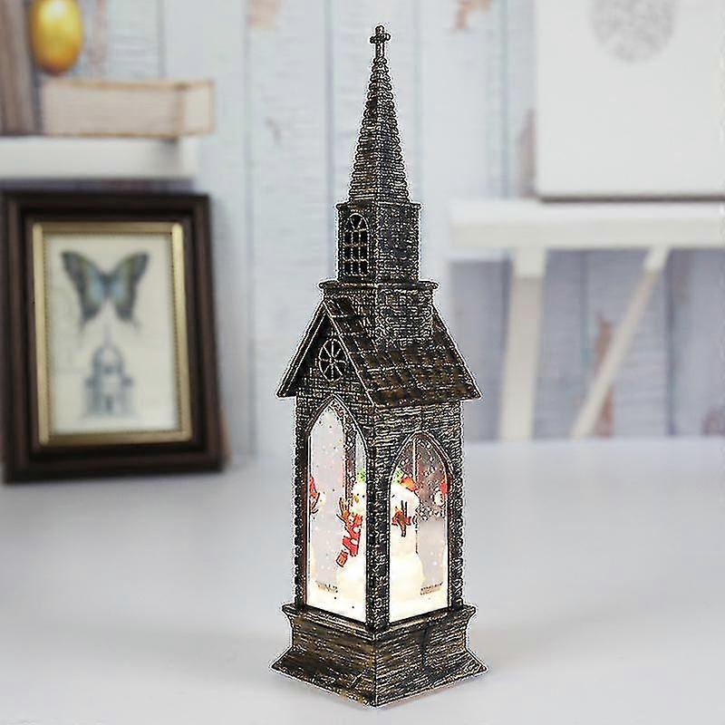 Snata Retro Christmas Led Light Up Castle Tower Lantern-