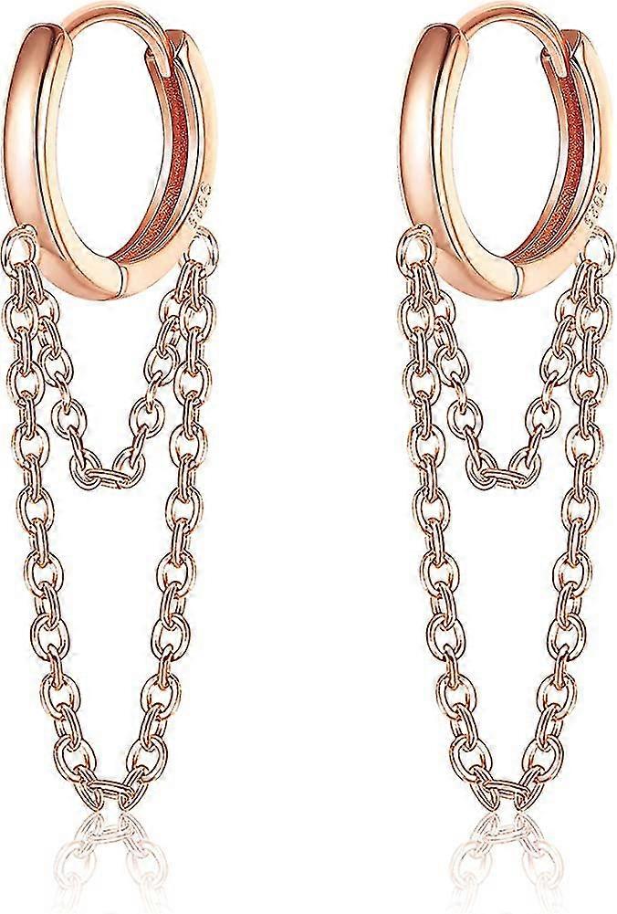 Earrings Silver 925 With 18k Gold Plated Tassel Chain Threader Dangle