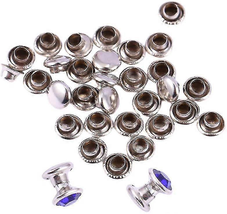 100 Pcs Snap Fasteners Kit Rhinestone Diamond Snaps Button Press Studs 6mm Leather Rivets Button Fixing Tool Kit For Clothes Craft Repairs Decoration
