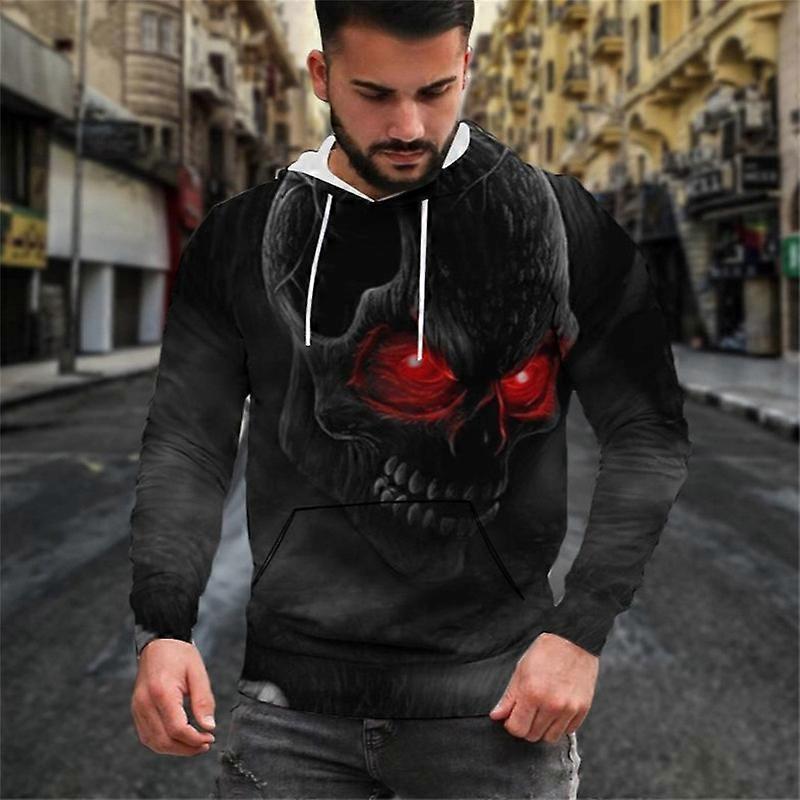 Pánská lebka tištěná mikina Novinka Grafická mikina Pullover mikiny