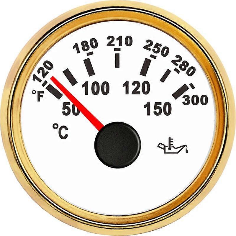 52mm Oil Temperature Meter Car Gauge 12V 24V Auto Instrument 50~150 Celsius / 120~300 Fahrenheit Temperature with Red Backlight