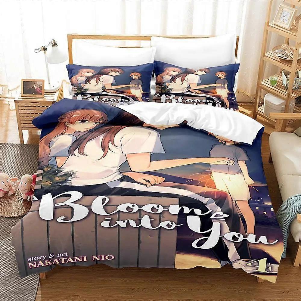 a1232 ملاءات سرير جديدة إزهار في مجموعة الفراش مجموعة سرير مفردة مزدوجة بالحجم الكامل مجموعة غطاء لحاف غرفة نوم طفل بالغ مجموعات ملاءات سرير أنيمي مجموعة ملاءات السرير iip12