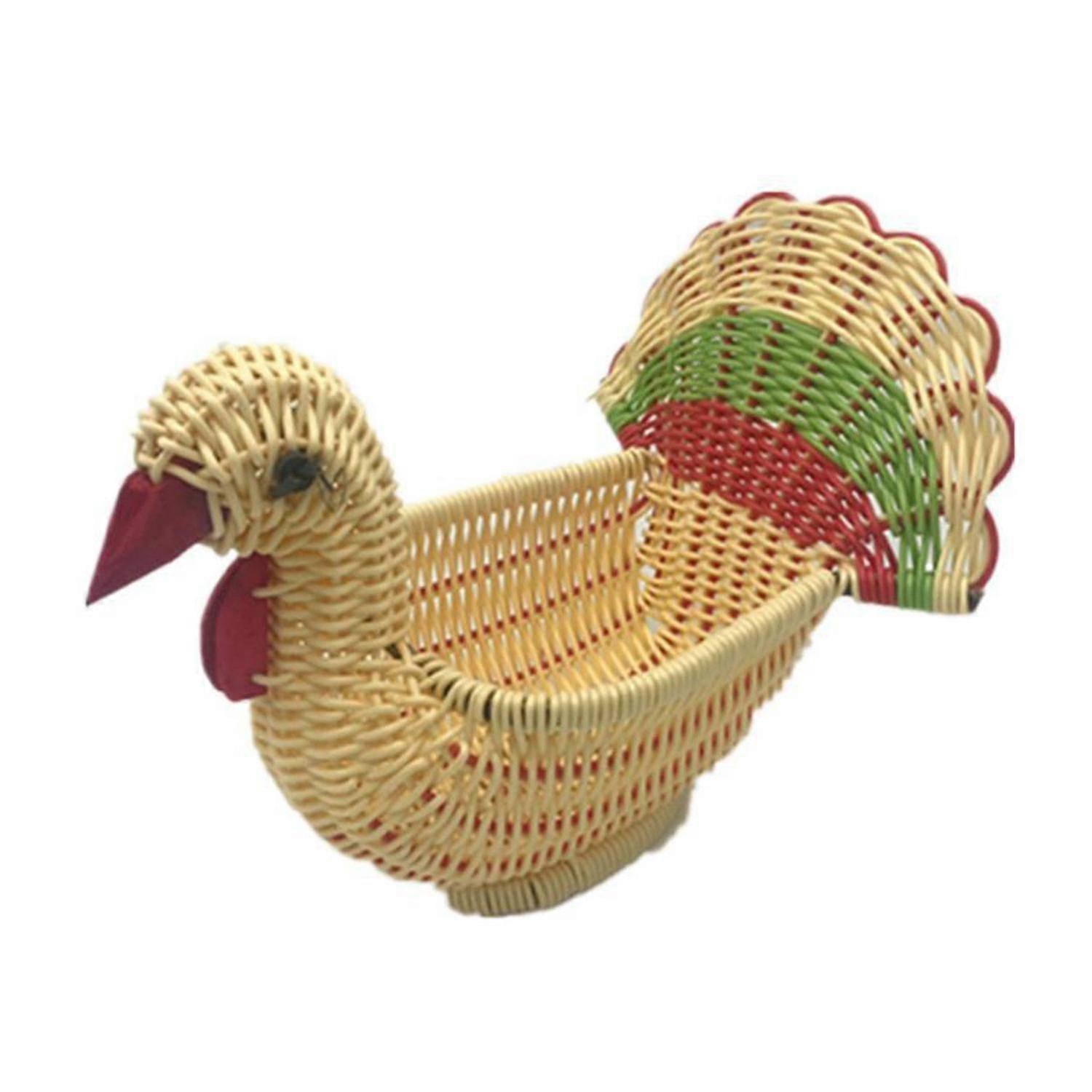 Hand-woven Storage Basket Practicability Plastic Space Saving Turkey Shape Storage Container Househo