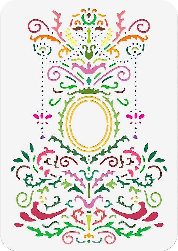 Persian Picture Frame Painting Stencil 11.69x8.27 Inch Reusable DIY Art and Craft Stencils Hollow Out Drawing Painting Template for Painting on Wood F