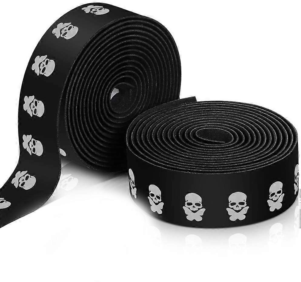 Bicycle Handlebar Tape Skull Print Anti-Slip 2 Rolls Eva Handlebar Tapes Comfortable Bike Handlebar Tape Mountain Bike Handlebar Tape with Bar Plugs f