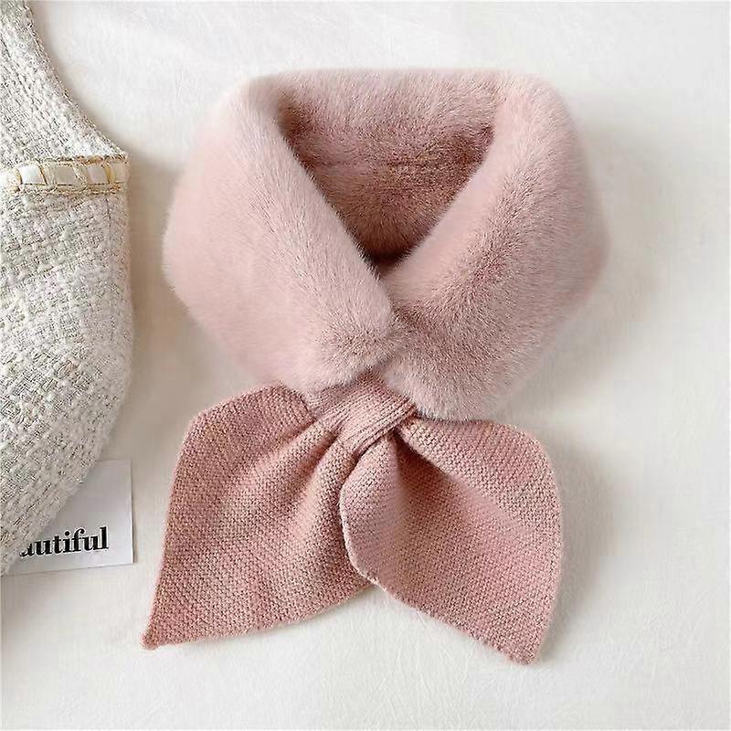 Plush Scarf Neck Warmer Knitting Wool Soft Warm Peach Heart Cross Scarves