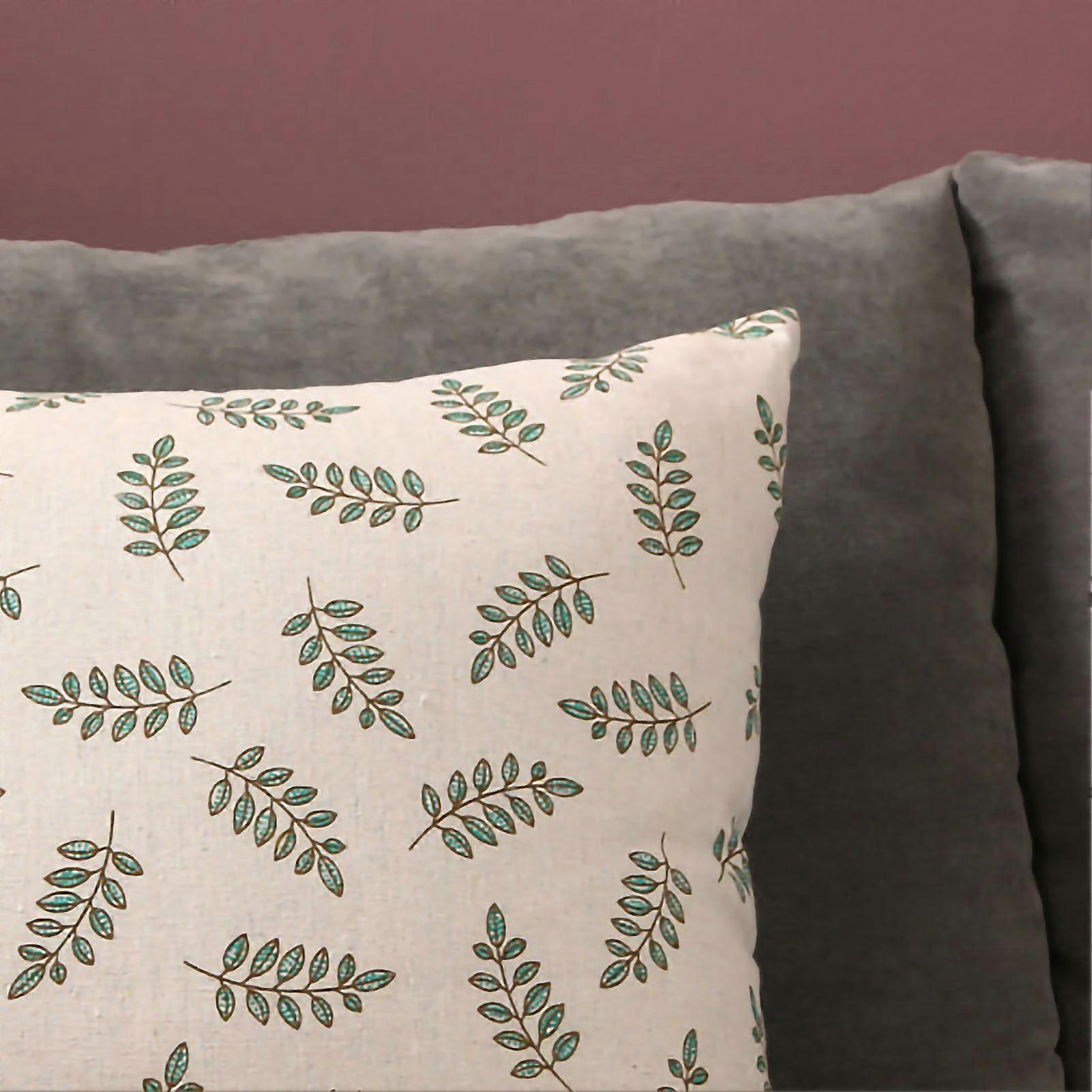 Home Pillow Case Sofa Cushion Accessories Linen Nordic Style Daily Use Home Textiles Small Green Leaves 40x40