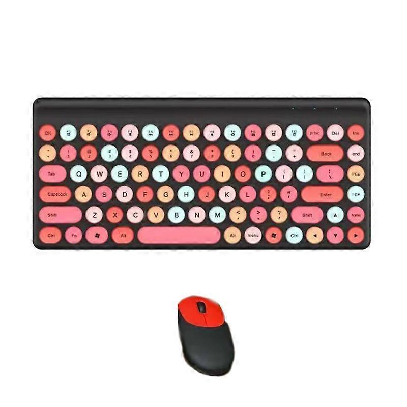 Wireless Keyboard Mouse Combo 2.4G Colorful Typewriter with 86 Round Keycap
