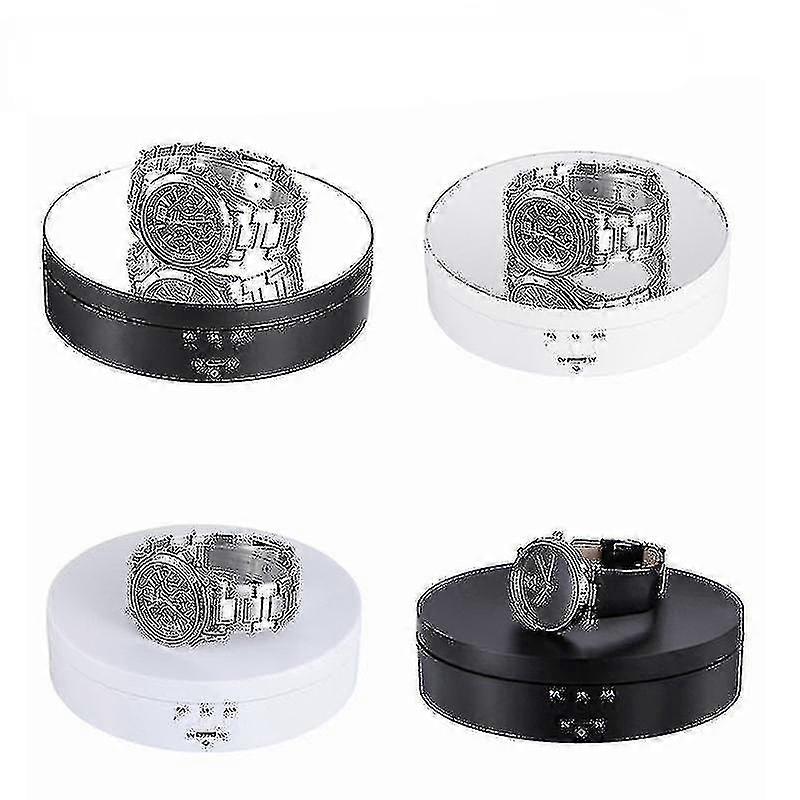 White With Mirror Finish 13.8cm Photography 360 Degree Round Auto Rotating Remote Automatically Turntable Jewelry Display Stand Base For Photo Studio