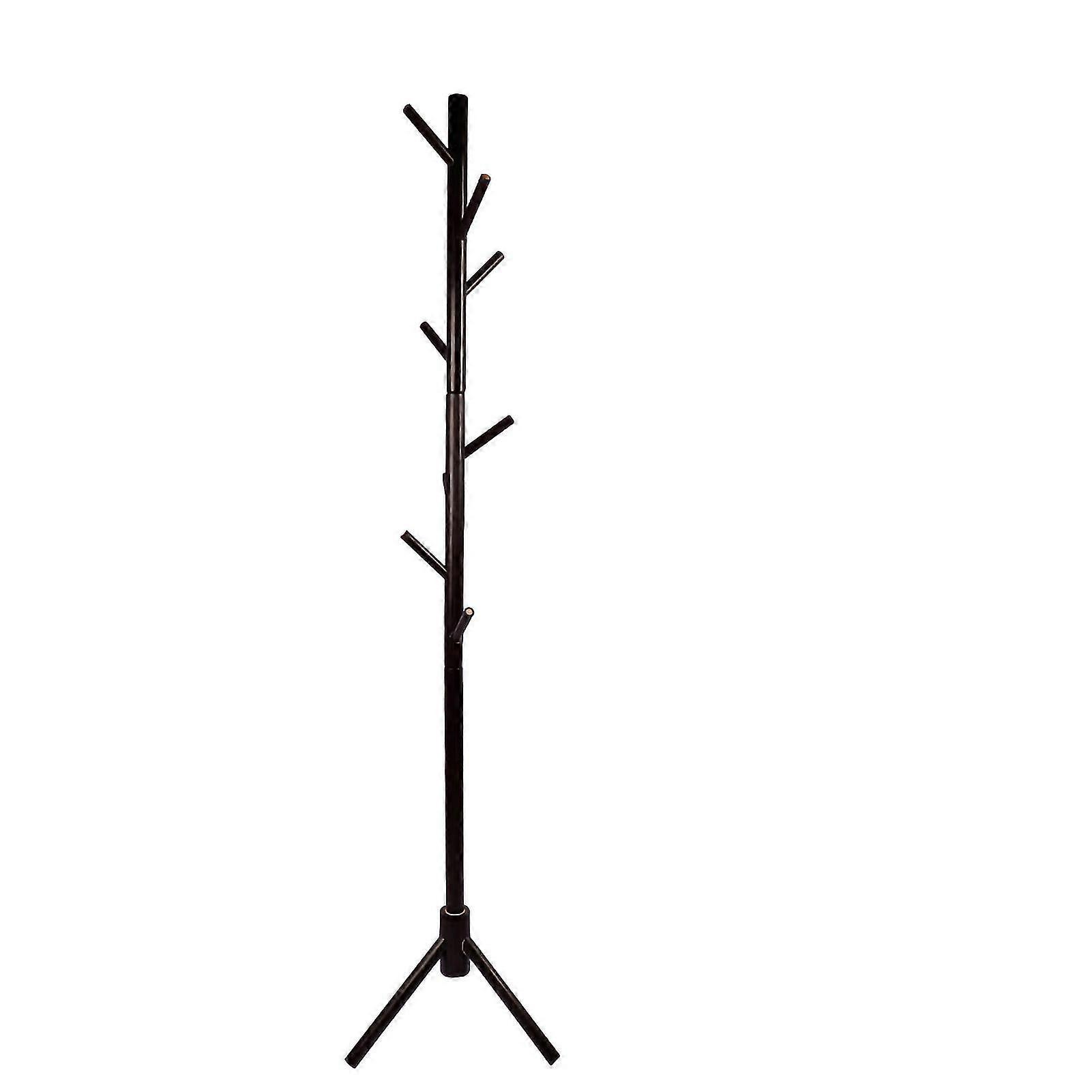 Solid Wood Round Corner Clothes Tree Coat Hanger for Living Room - Nut Brown