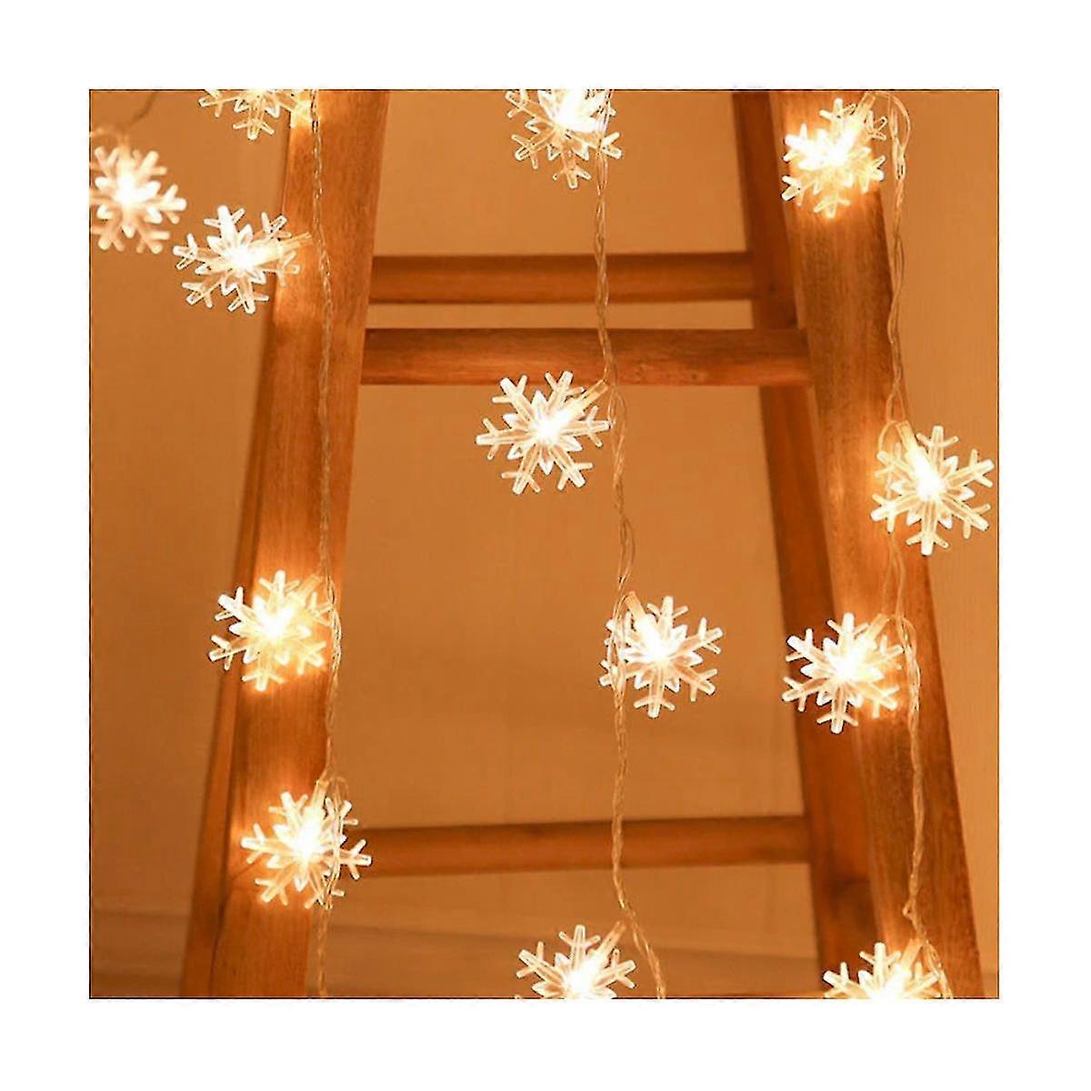 96 Led Snowflake String Lights Snow Fairy Garland Decoration For Christmas Halloween New Year Home Decor Eu Plug-c