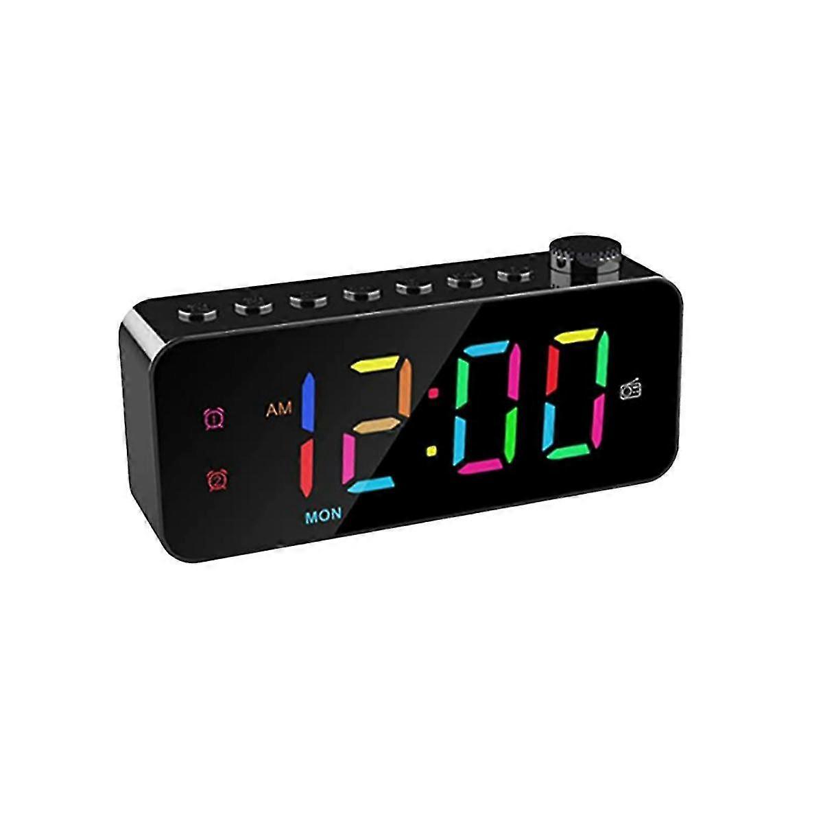 Rgb Digital Alarm Clock Radio, Dual Alarm With Weekdayweekend Mode, Snooze, Fm Radio Sleep Timer, Usb Charging Port