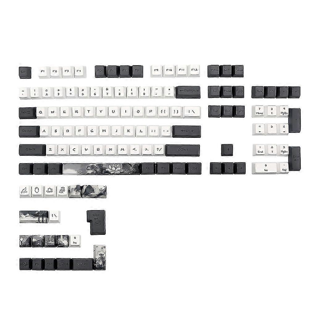 124 Key Ink Lotus Keycap Profile Pbt Subbed Keycaps för Mx Switchen Dz60 Gk61 Rk61 68 980 108 Key C