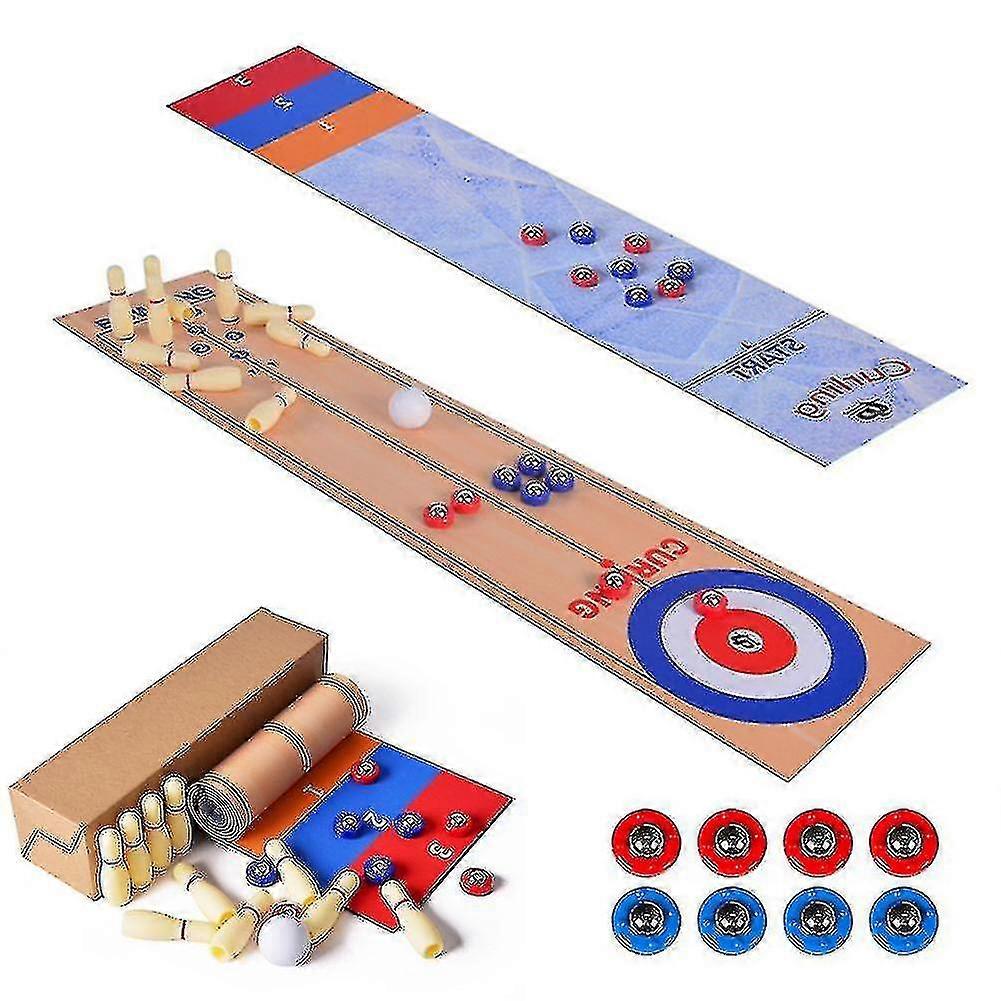 3 In 1 Table Game Shuffleboard Bowling And Curling Portable Family Play Set For Kids And Adults