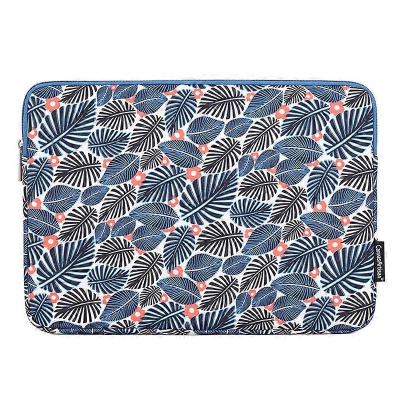CANVASARTISAN H37-01 Polyester Notebook Bag Case Leaves Pattern Soft Liner Scratch-proof Laptop Sleeve