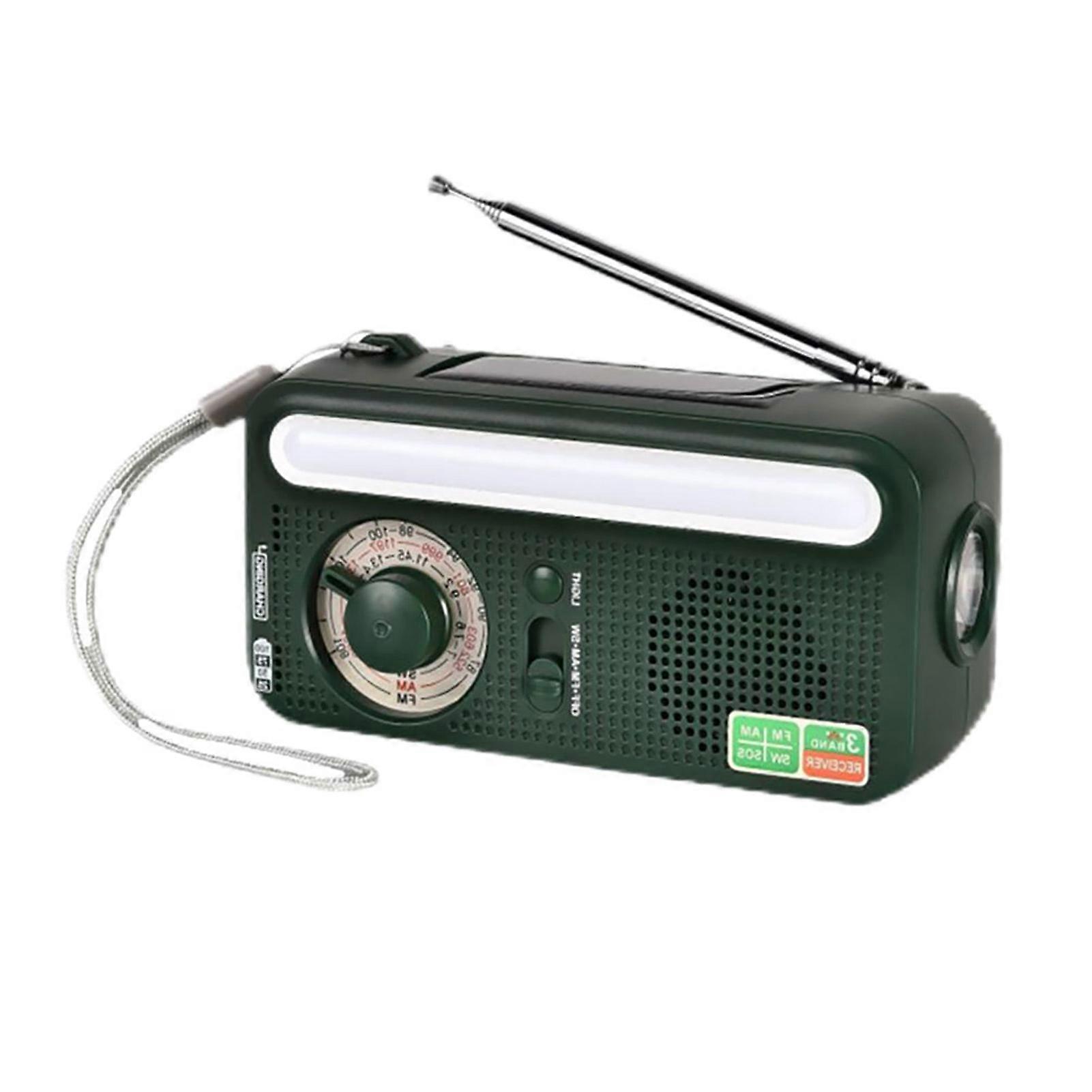 Portable Solar Hand Crank Radio AM FM SW Multiband Dynamo Radio with 2000 MAh Power Bank SOS Alarm Function for Camping Travel Emergency