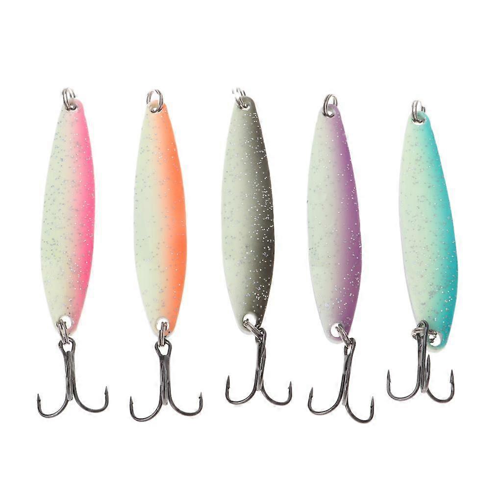 5 Pieces Double Color Noctilucent Iron Fishing Lure with Three Bold Hooks