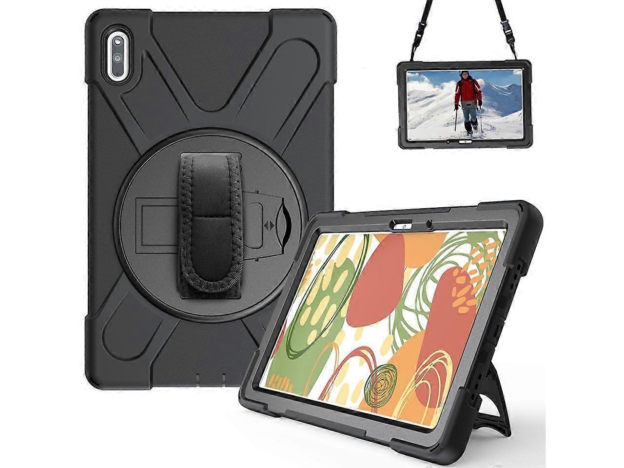 Huawei MatePad 10.4 inch 2020 2022 Case with Pencil Holder, Rotatable Kickstand, Hand Strap and Shoulder Belt Shockproof Protective Cover