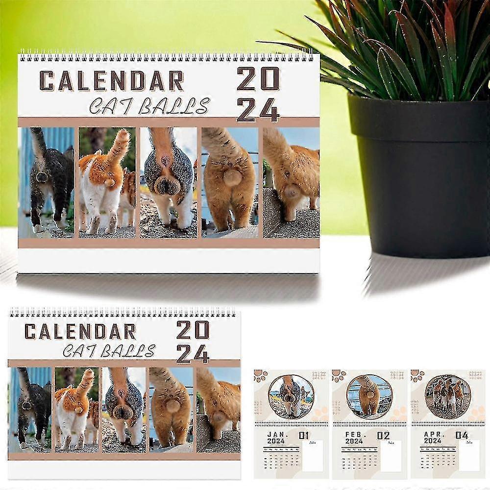 2024 Fun Cat Balls Calendar With Room For Notes Cat Buttholes 12 Months Calendar