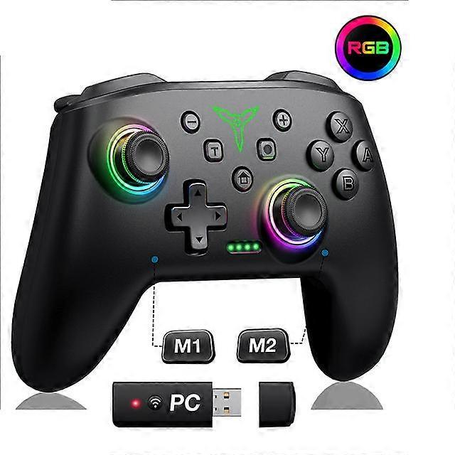 Dinofire Wireless Bluetooth RGB Controller for Nintendo Switch/Switch OLED/Switch Lite/PC/Mobile Gamepad Multi-Function Joystick