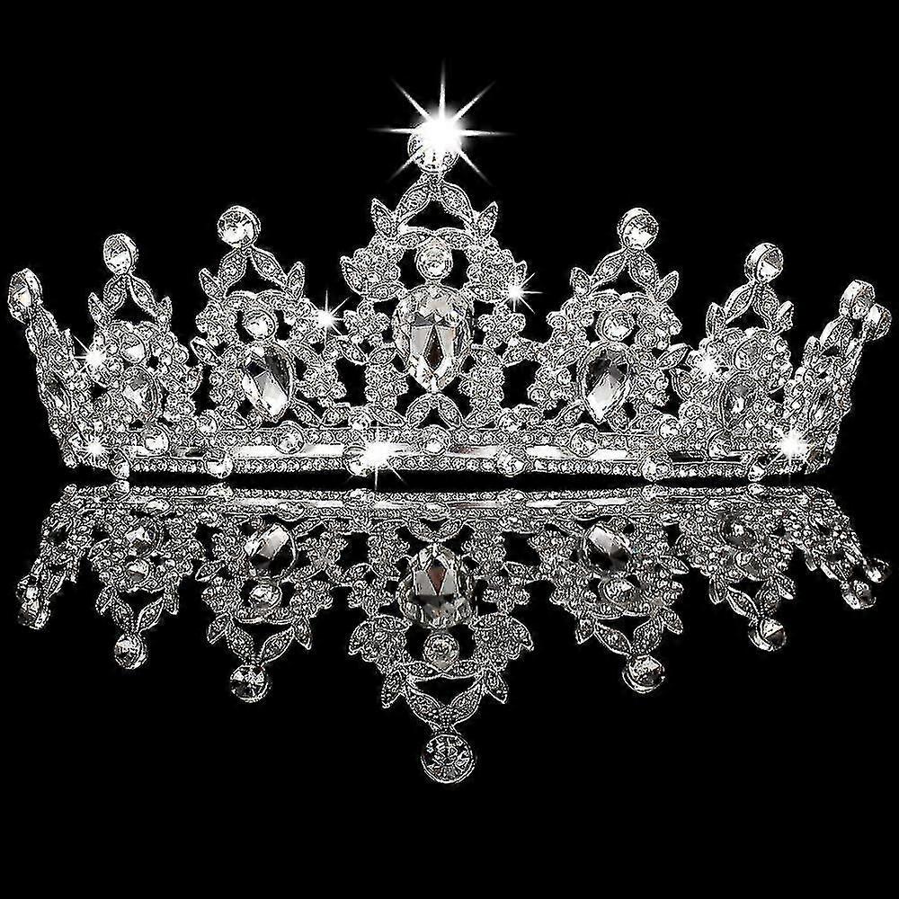 Sølv Tiara og kroner for kvinner krystall dronning krone bursdagskrone for jenter bryllupskrone for bri