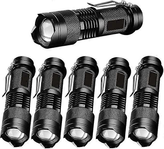 3 Modes LED Torch Torch Tactical Light Adjustable Zoom Light (Black) 5pcs