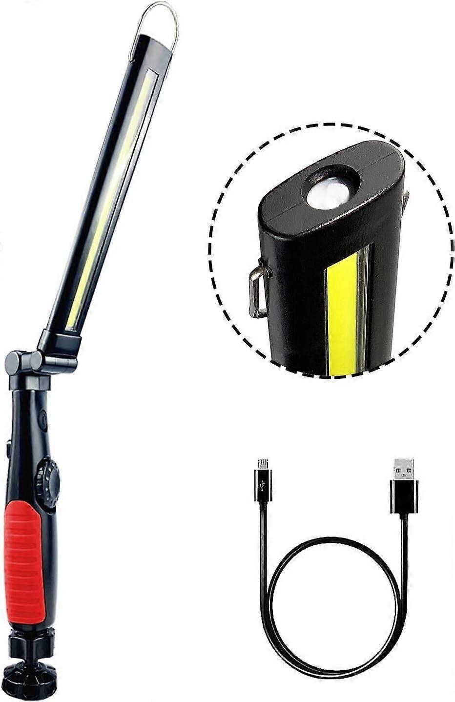 COB Work Light, Rechargeable Folding LED Flashlight Inspection Light with Magnetic Base and Hanging