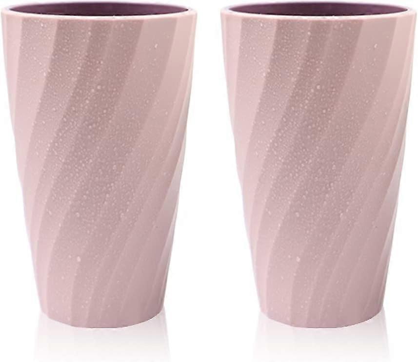 2 Pack Unbreakable Soft Durable Bathroom Toothbrush Cups (Pink)