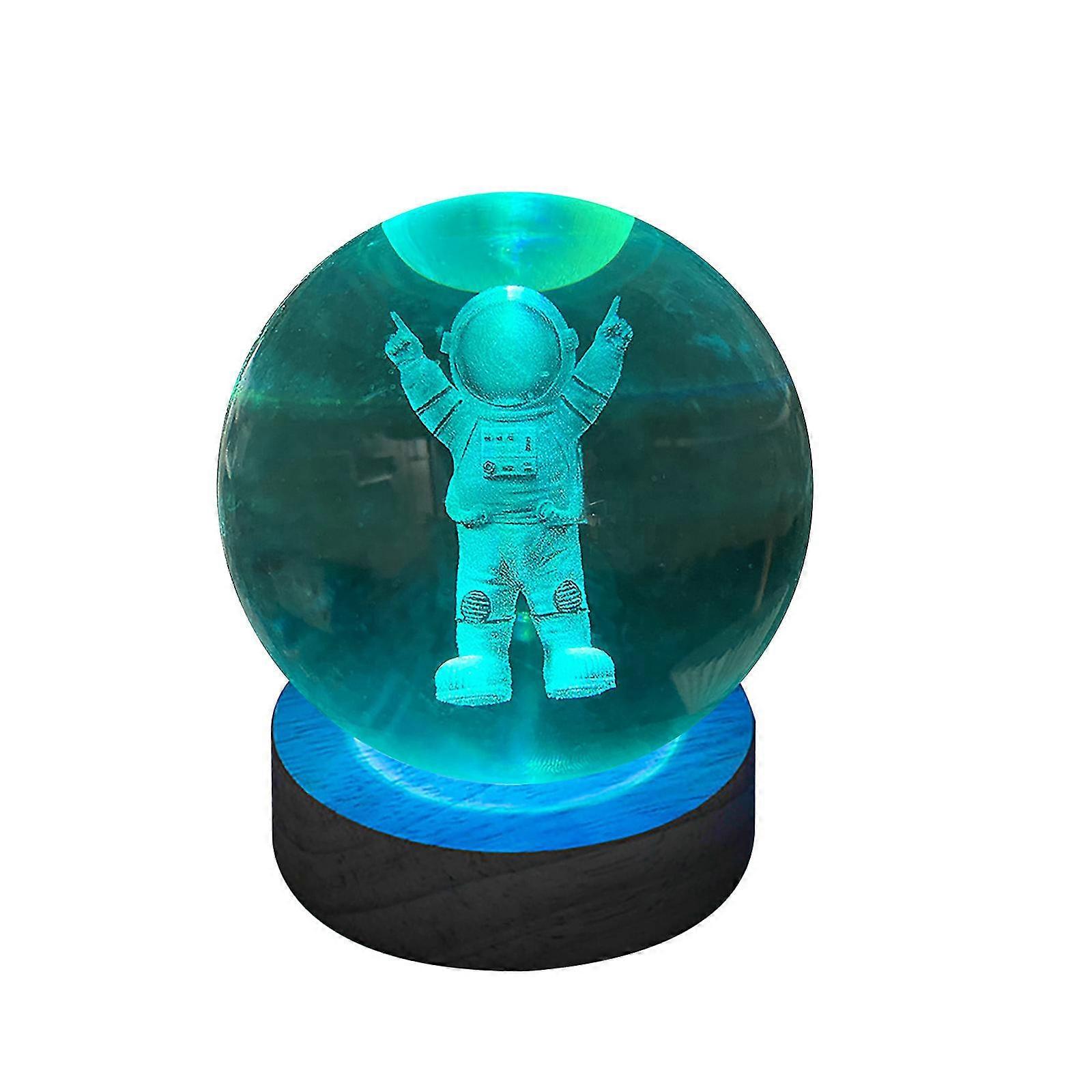 3d glødende planetarisk galakseastronaut krystalkugle natlys, ledet natlysprojektor, led galakse stjerneklar lysprojektor til soveværelse