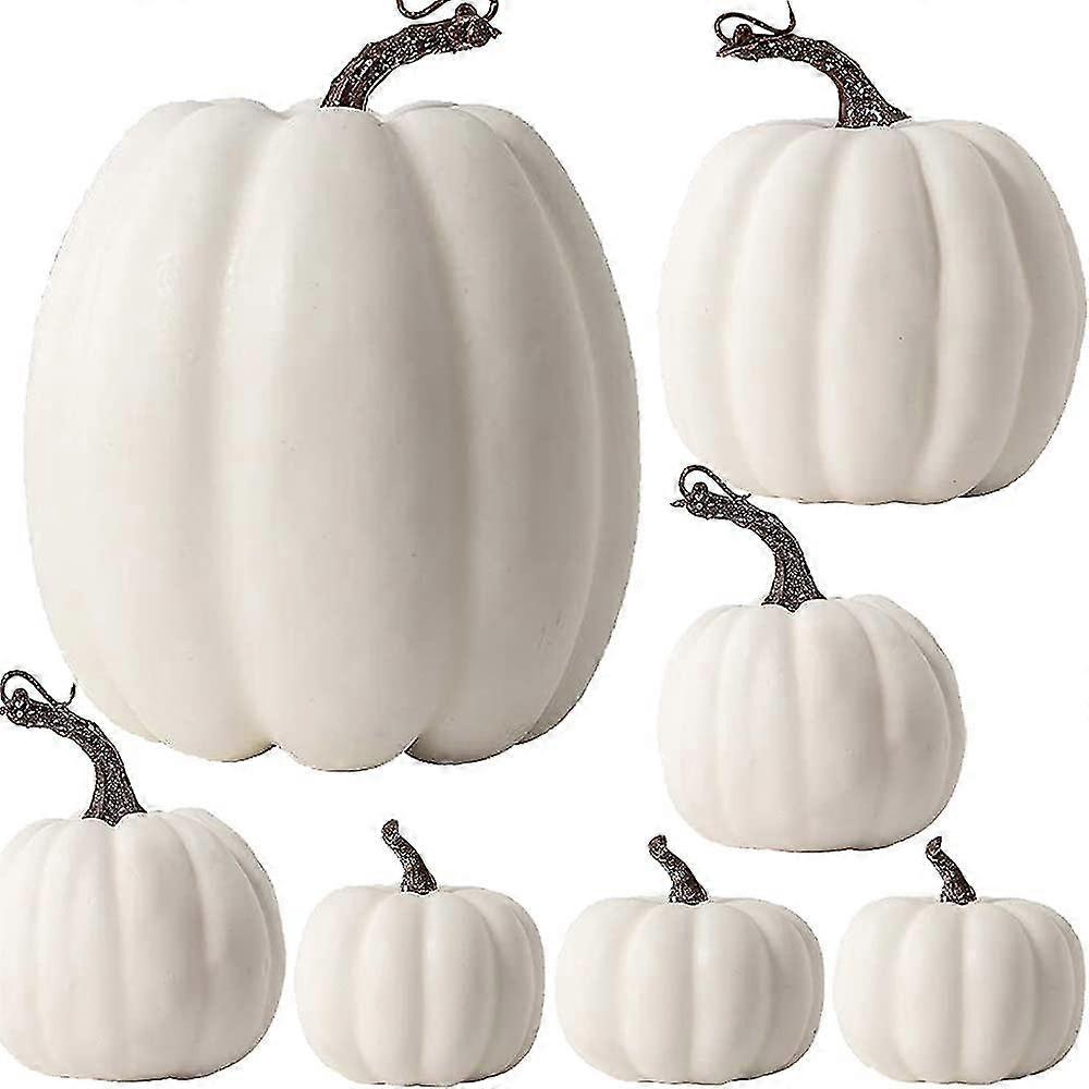 7pcs kunstig gresskar, falsk gresskar, høst dekorasjon for thanksgiving Halloween jul
