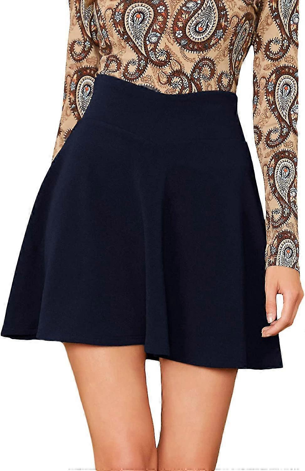 Women's Plus Size Mini Skater Skirt- Basic Versatile High Waisted Flared Casual Stretchy Skirts S-2xl-MXBC