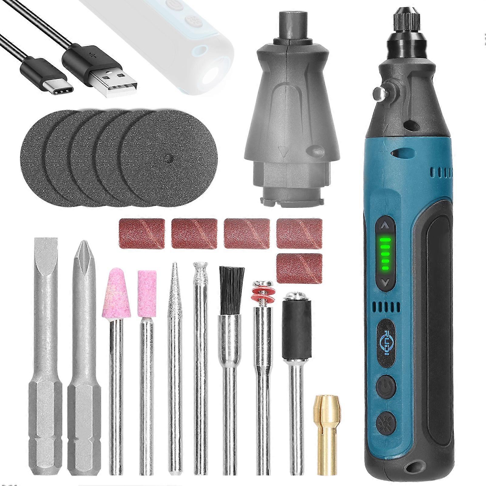 2in1 Grinding Pen Driver Set Cordless Type-C Rechargeable Mini Electric Screwdriver 2Pcs Driver Bits 7Pcs Grinding Bits Kit