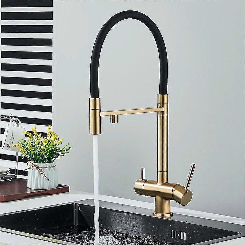 Pure Water Kitchen Sink Faucet Deck Mount 360 Pull Out Spout Purification Cold Hot Water Mixer Tap Wahing Daul Model Crane