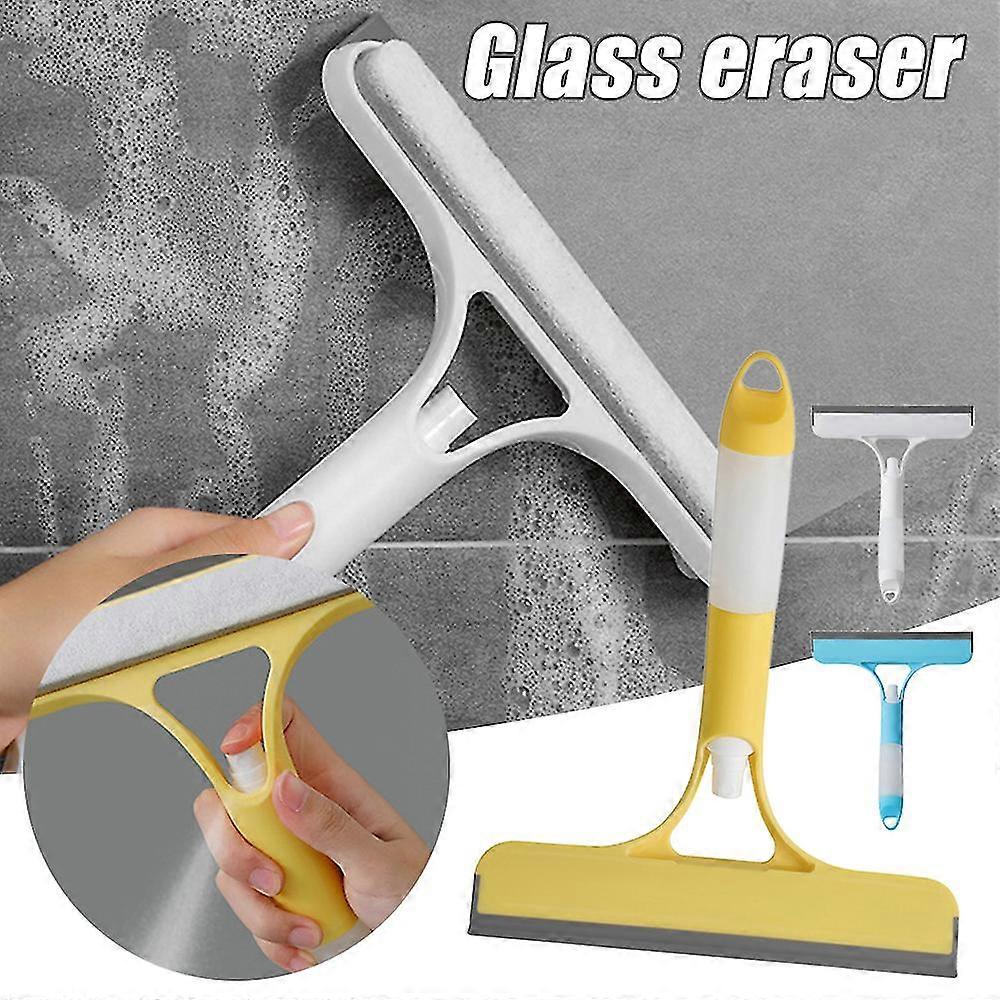 3 In 1 Window Cleaning Tool Handheld Window Squeegee With Water Spray Can, Glass Wiper Silicone Cleaner Brush Scraper