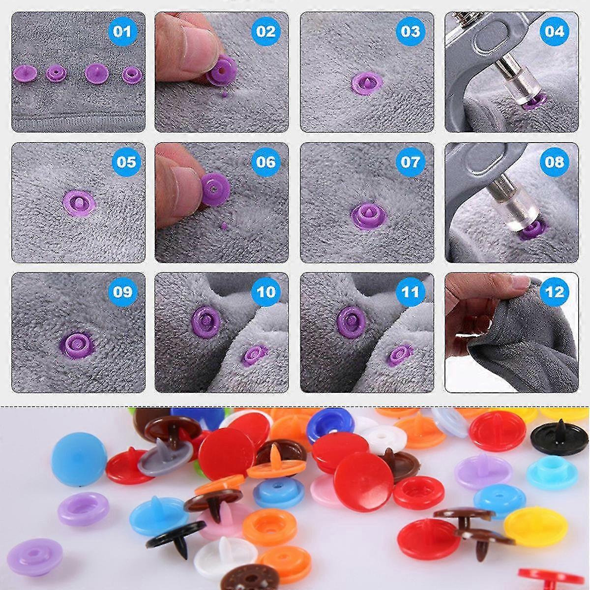384 Set + Plier Tool plastic Snaps For Snap Kit T5 Buton de fixare Apăsați Stud