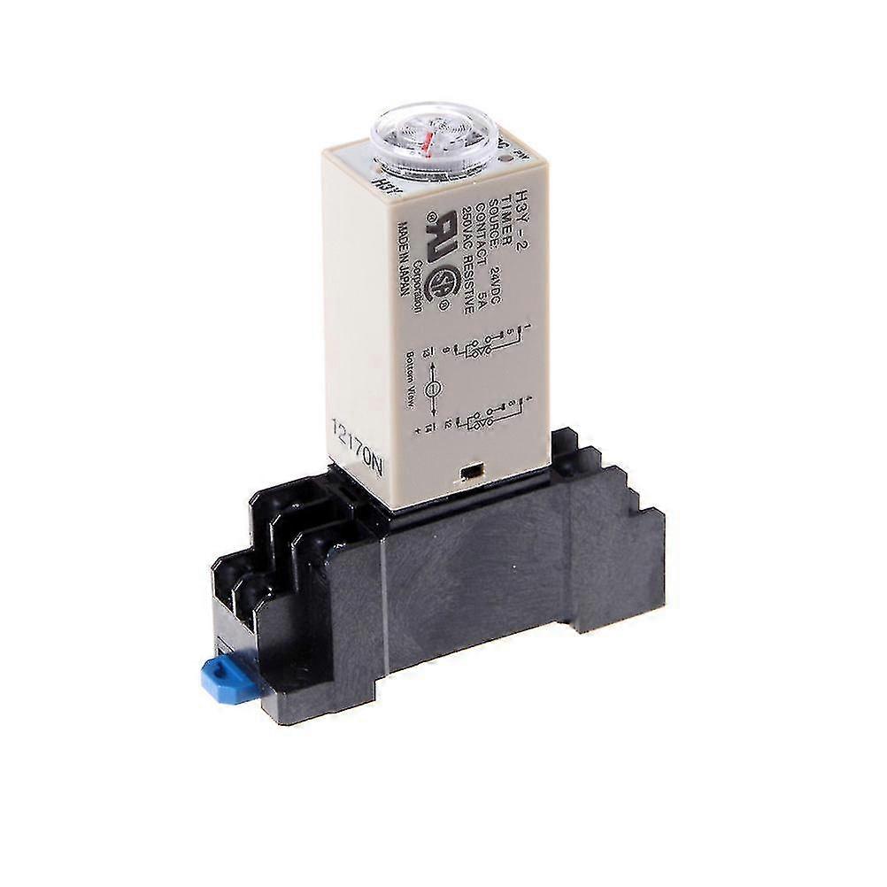 Dc 24v H3y-2 Power On Time Relay Delay Timer 0-60 Second Dpdt & Base Socket Hfmqv