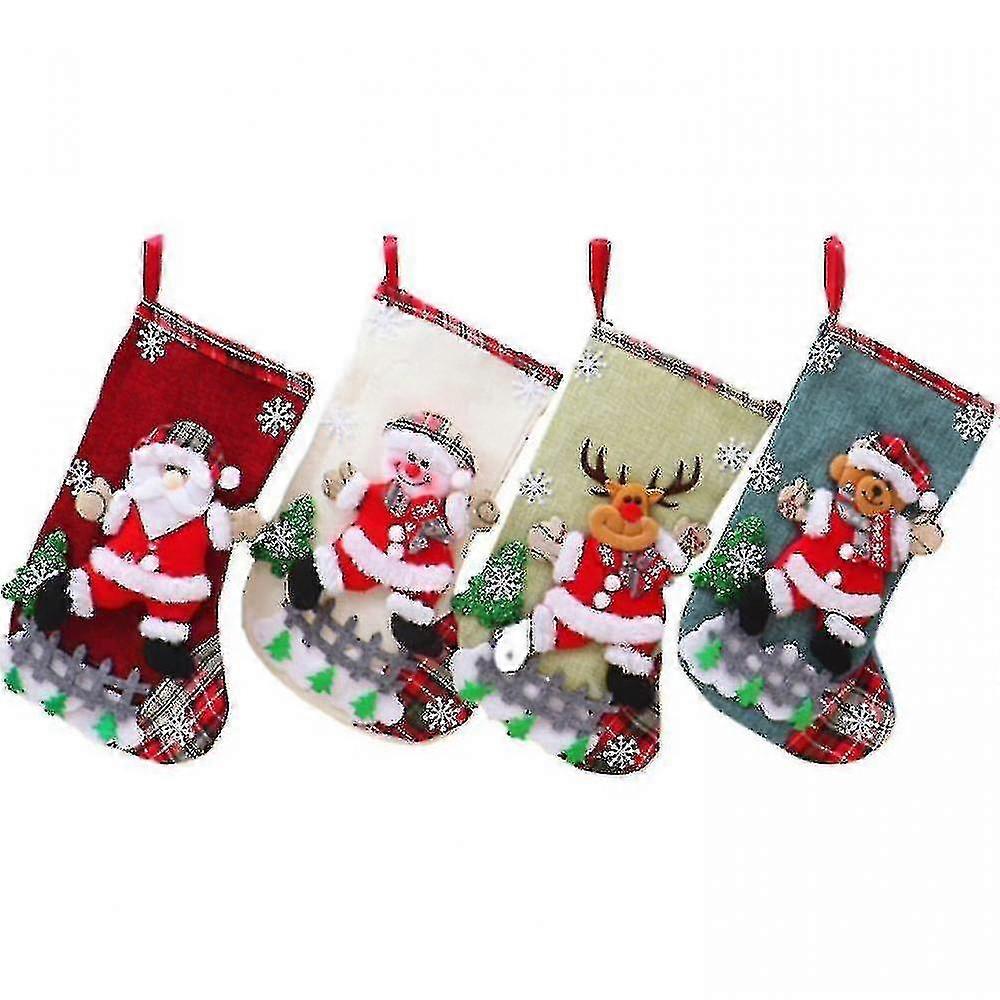 4 adet Noel Çorap Hediye Çantası Şeker Hediye Çantası Noel Süsü Çorap