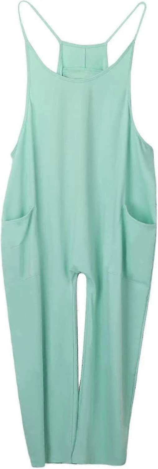 جمبسوت فضفاض للنساء - جمبسوت نسائي واسع الساق | المرأة عارضة الخامس الرقبة بلا أكمام بذلات مع حزام السباغيتي