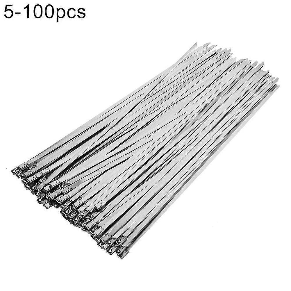 100Pcs 304 Stainless Steel Coated Multi-Purpose Locking Cable Metal Zip Ties