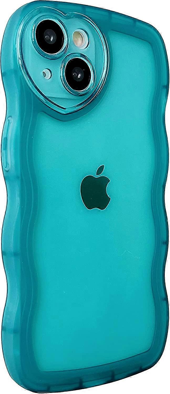 Cute Love Heart Camera Curly Wave Shape Lens Protection Clear Soft Compatible with iPhone Case (Black,iPhone 14)