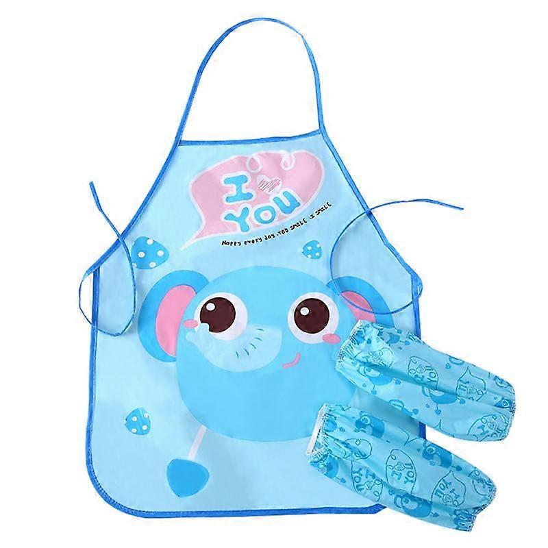 1セットかわいいキッズシェフエプロンセット子供料理絵画防水子供ガウンビブ食べる服の描画夕食用