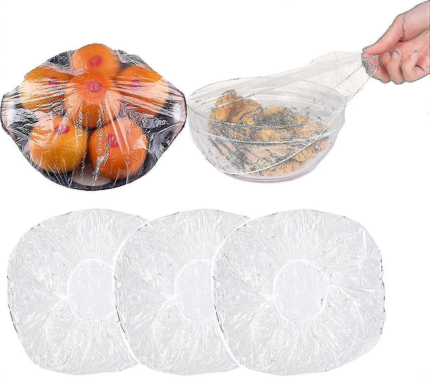 100pcs 신선한 유지 그릇 덮개, 외부용 탄성이 있는 플라스틱 식품 덮개, 접시 덮개 남은 음식 및 식사를 위한 스트레치, 범용 스트레치 wra