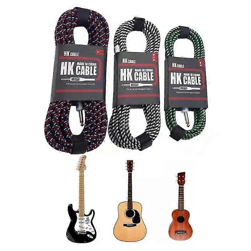 Elgitarrkabelkabel Trådsladd Ingen brusskärmad baskabel Ren kopparljudkabel för gitarrförstärkartillbehör 3/5/10m