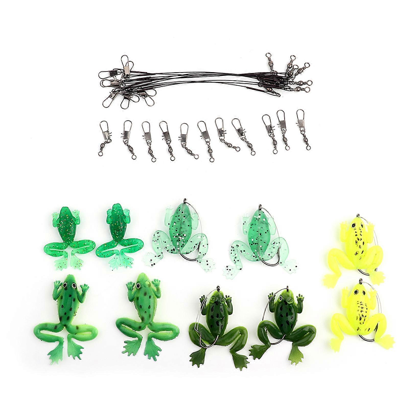 202410 pcs Angelhaken Frosch Köder Köder Anti-Biss-Draht-Verbinder Fisch-Tackle-Zubehör-Kit