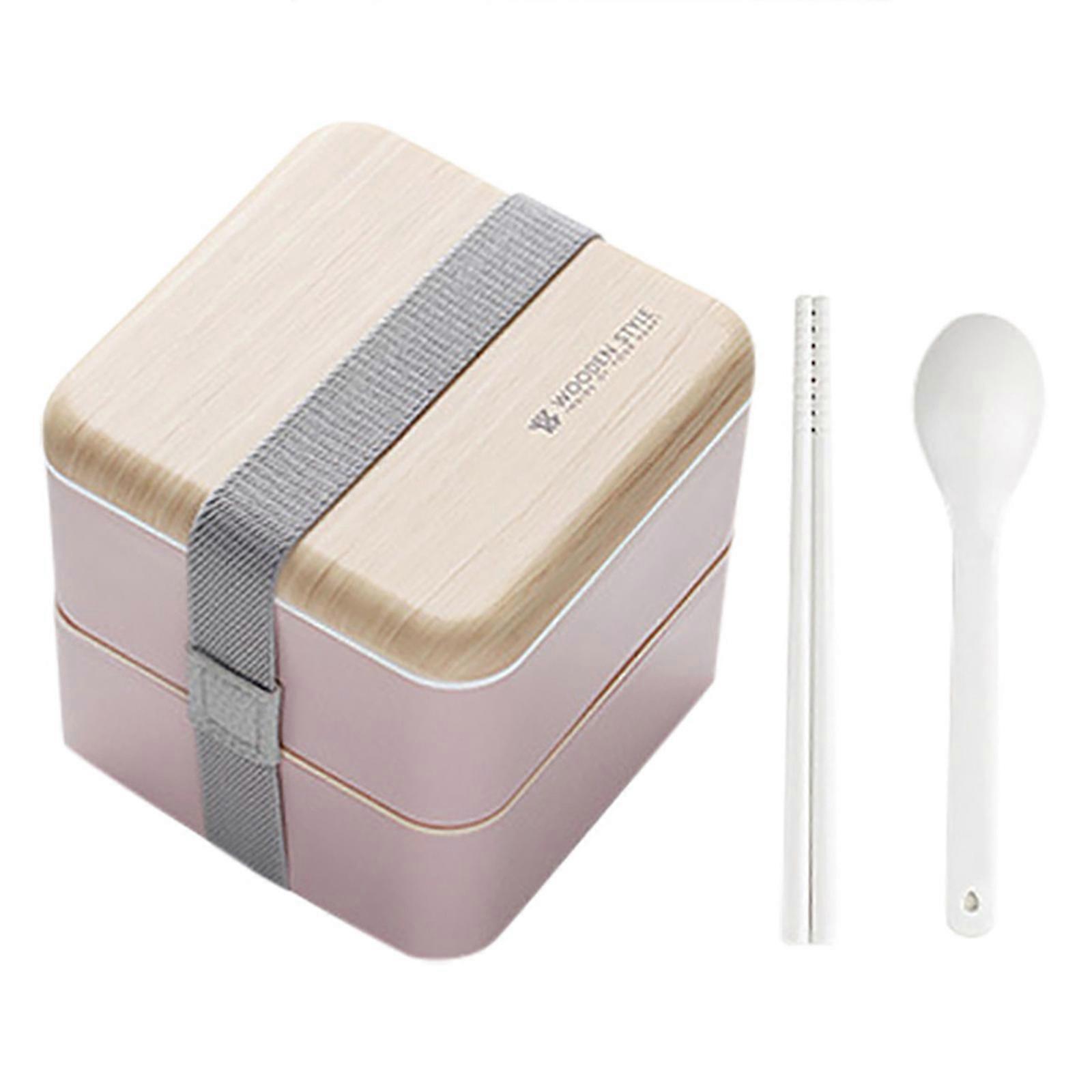 Microwave Lunch Box Japanese Wood Bento Box 2 Layer Container Storage New