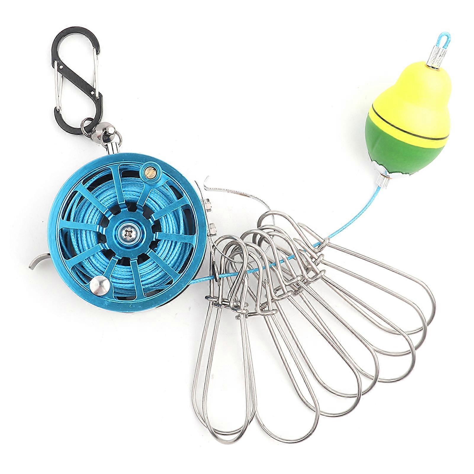 Fish Lock Buckles 7m 5 Locks Chain Stringer with Float Fishing Tackle Accessory(Blue 70#)