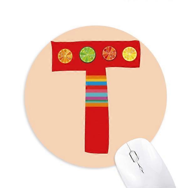 T Alphabet Orange Fruit Cute Pattern Mouse Pad