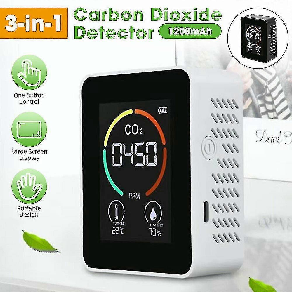 Portable 3 In 1 Co2 Detector Temperature Test Meters Humidity Air Quality Monitor