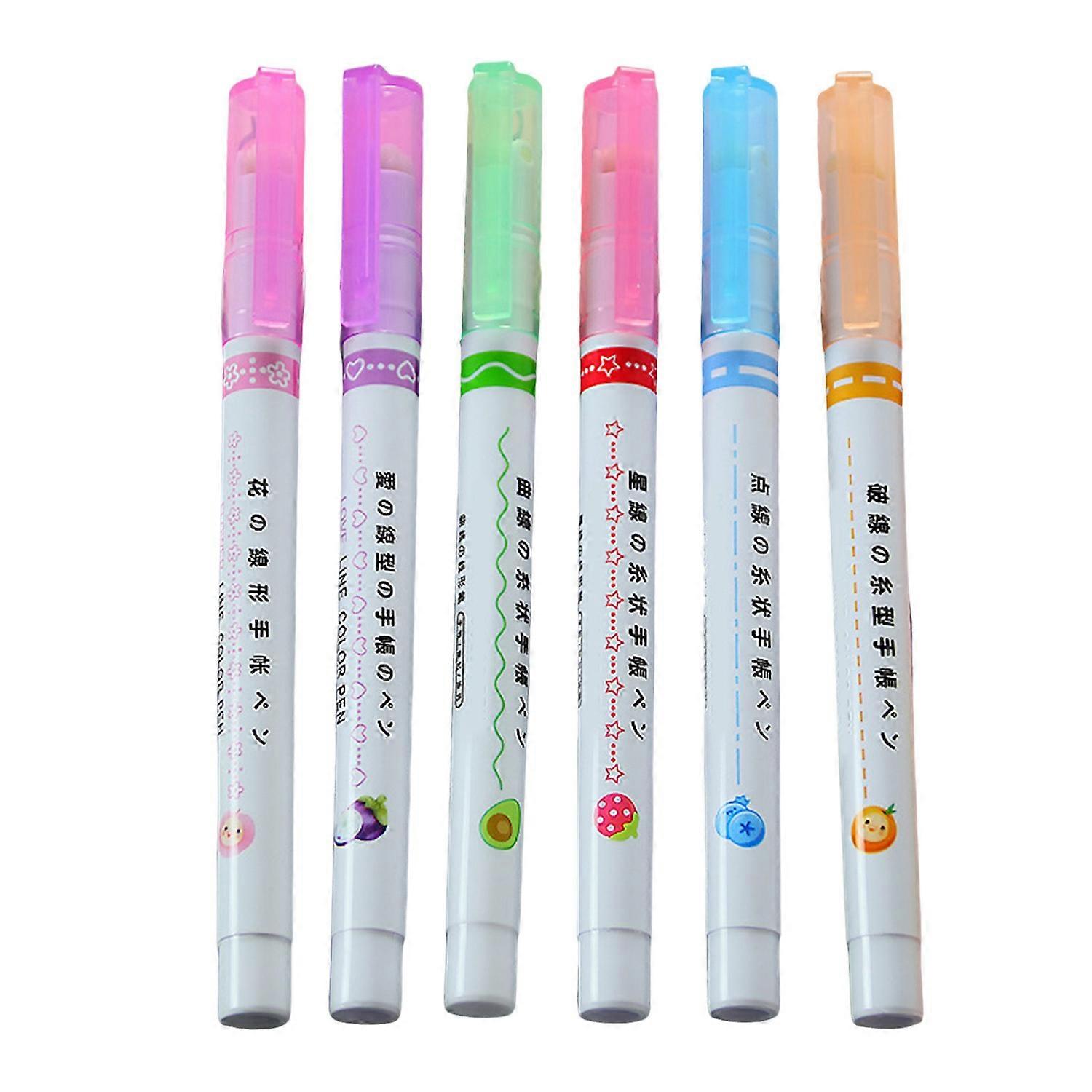 6/12/18Pcs Lace Pen Set Wave Shape Flower Pattern Highlighter Pens Fine Tip Markers Office School